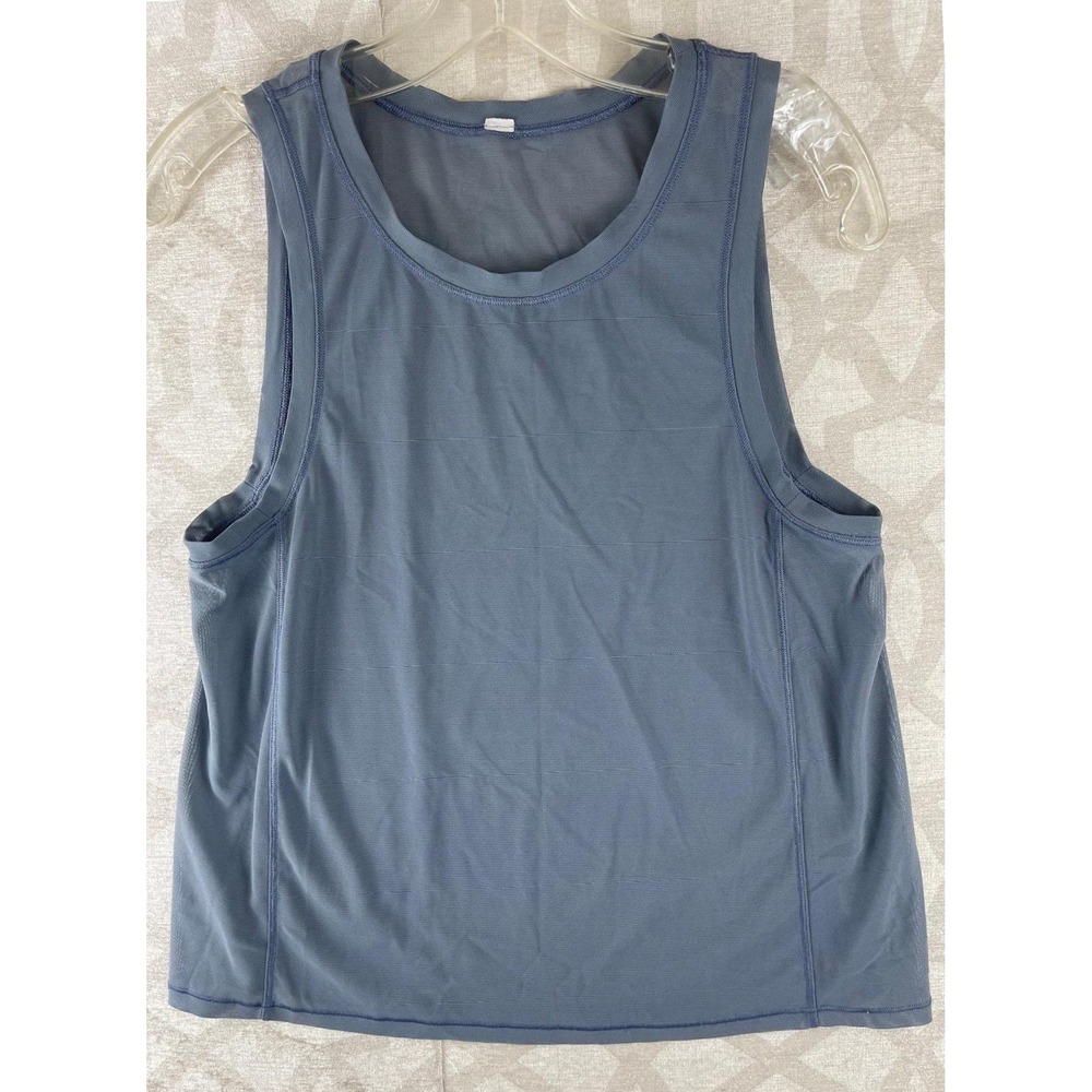 Lululemon Mesh‎ Workout Tank Top Slate Blue Women Sleeveless Activewear Top 8